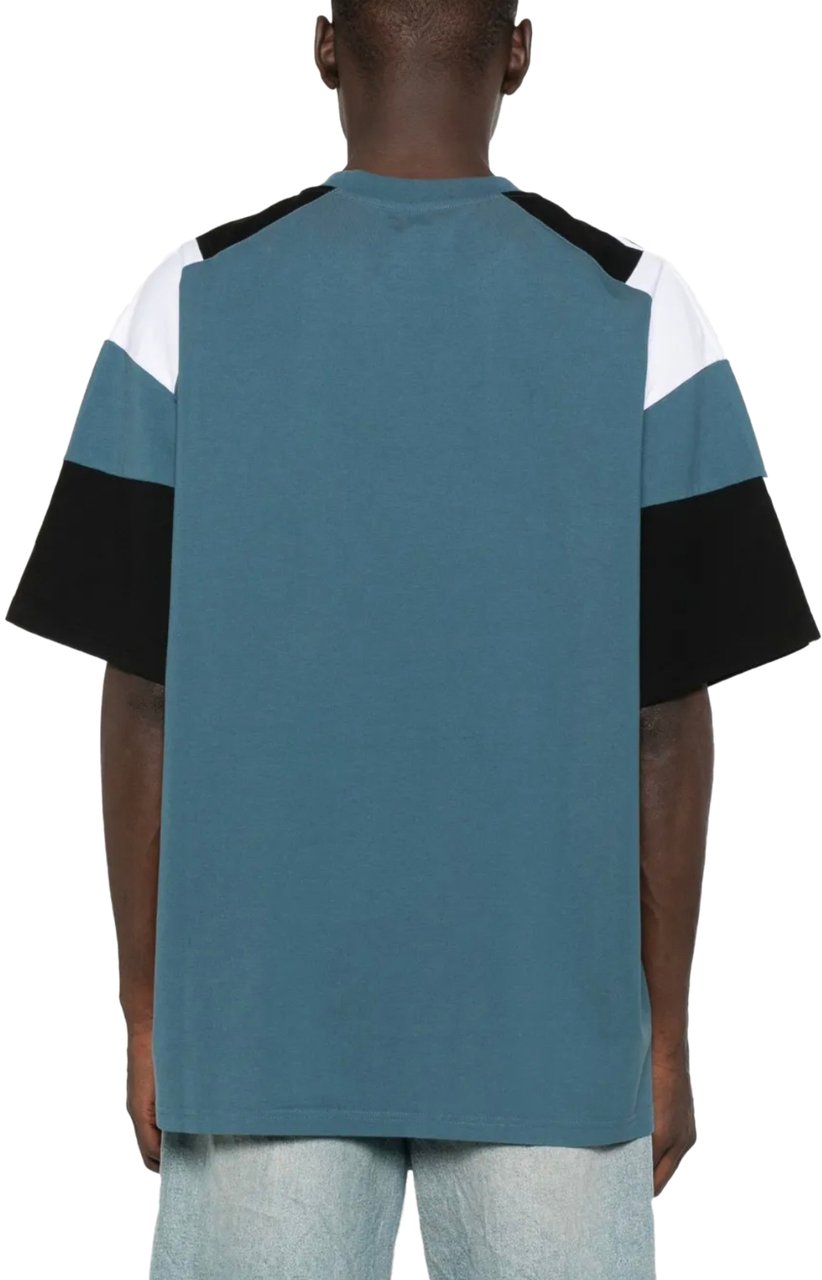 Martine Rose Oversized Panelled T-shirt Blue Agean Rose Outline Blauw