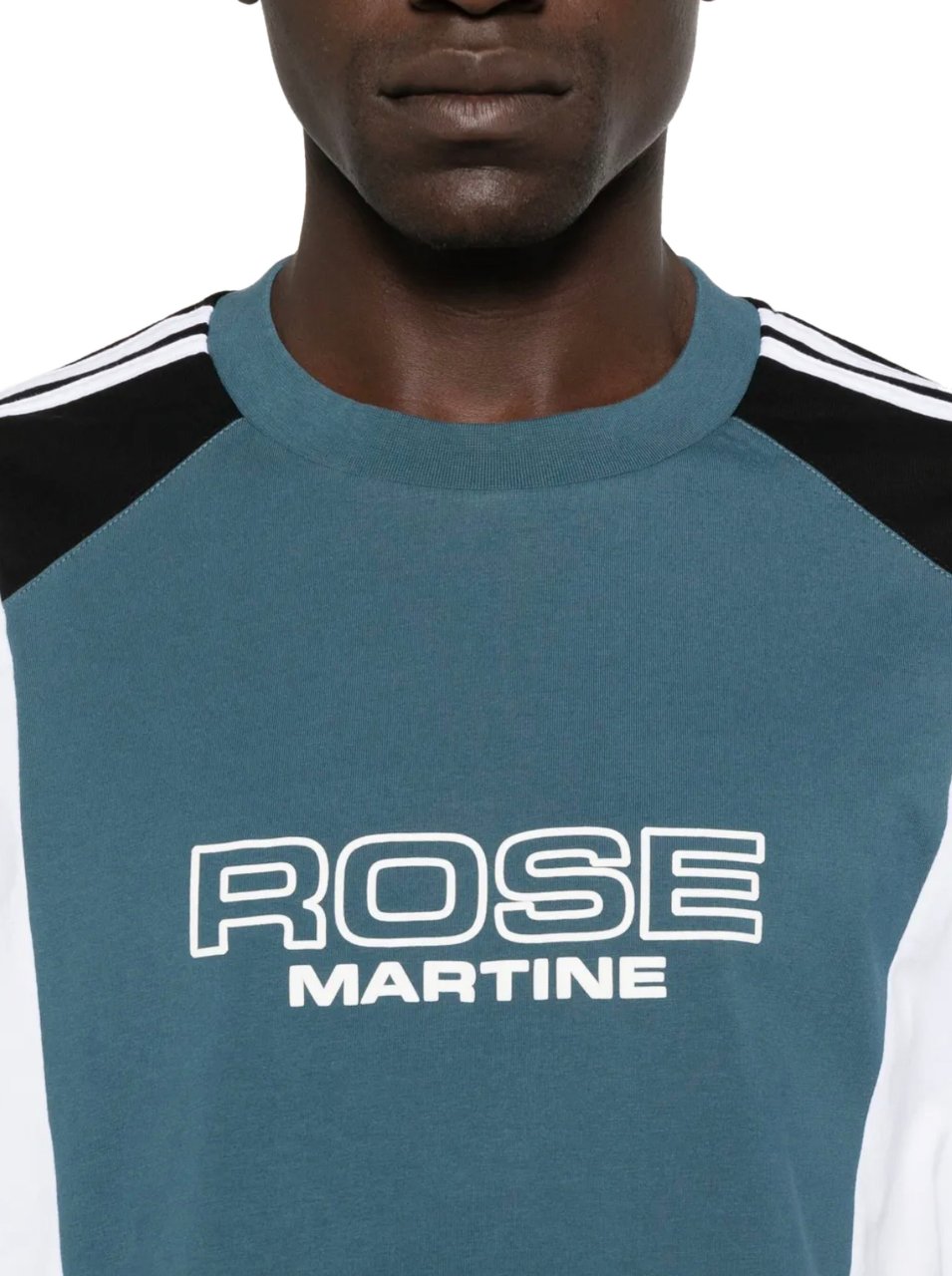 Martine Rose Oversized Panelled T-shirt Blue Agean Rose Outline Blauw