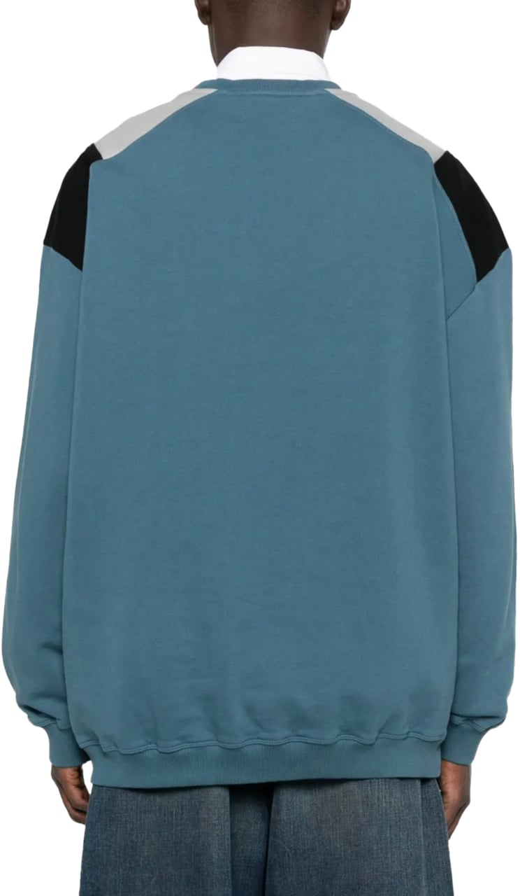 Martine Rose Panelled Sweatshirt Blue Agean Rose Outline Blauw
