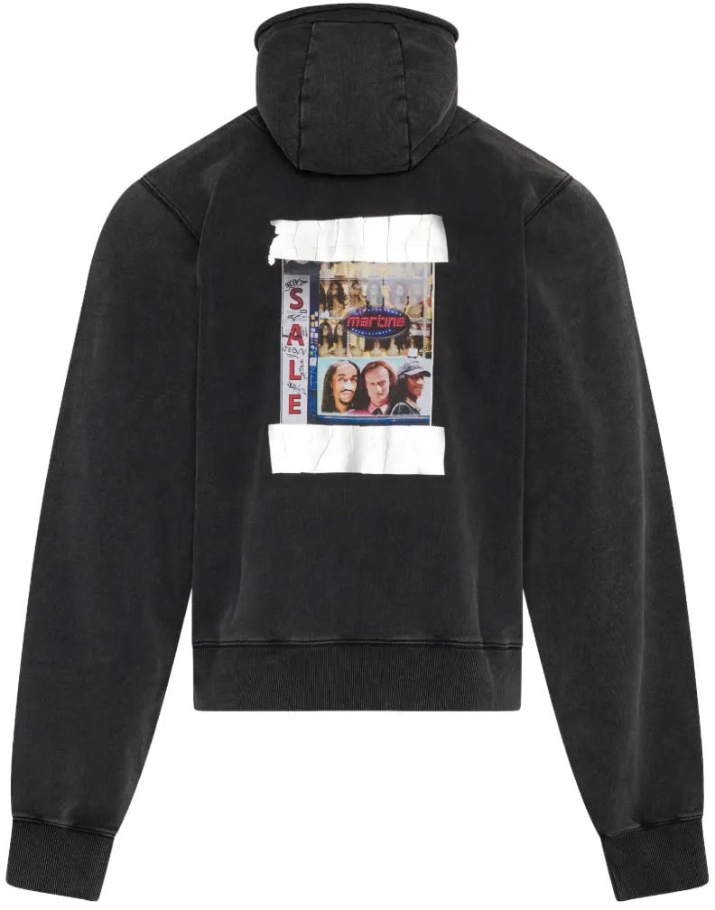 Martine Rose Hooded Zip Crew Black Washed Zwart