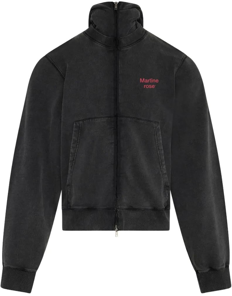 Martine Rose Hooded Zip Crew Black Washed Zwart