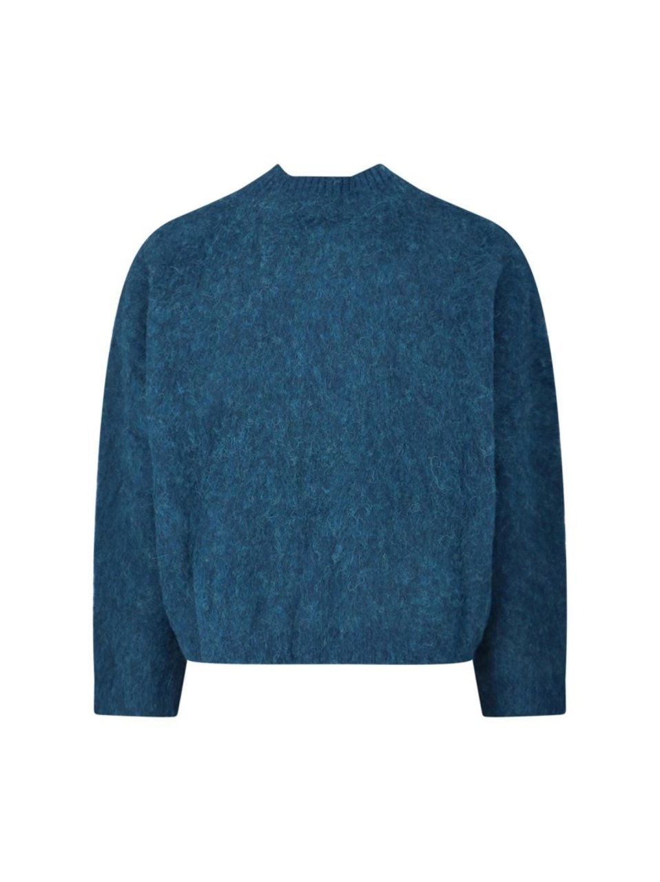 Martine Rose V-Neck Mohair Sweater With Ribbed Trims And Prominent Logo Blauw