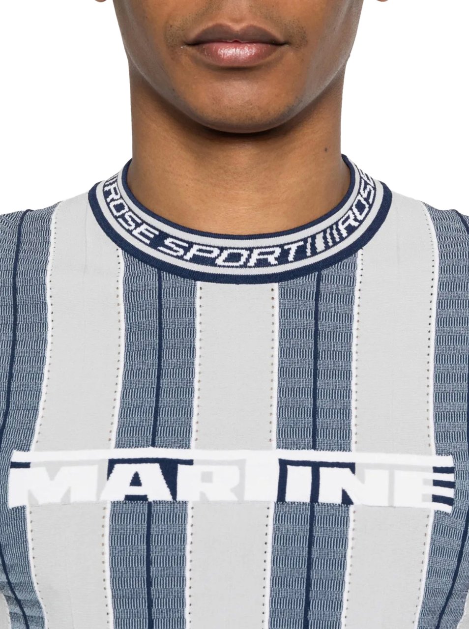 Martine Rose Logo Tight T-shirt Blue Grey Grijs