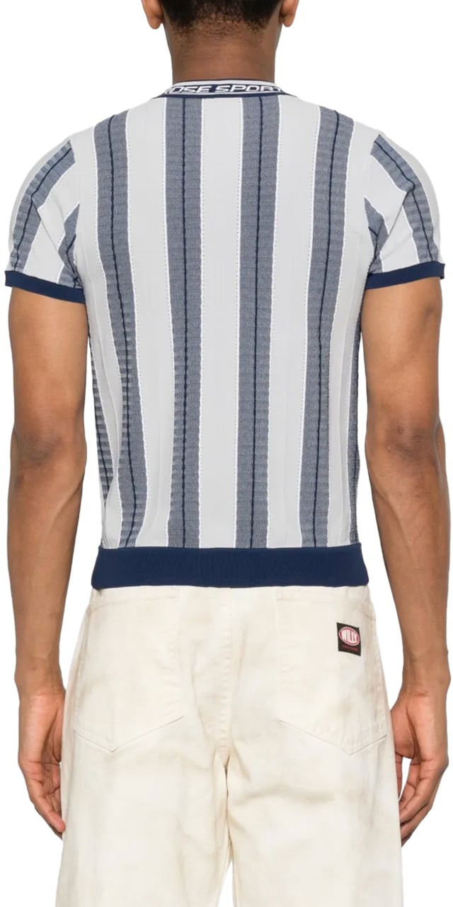 Martine Rose Logo Tight T-shirt Blue Grey Grijs