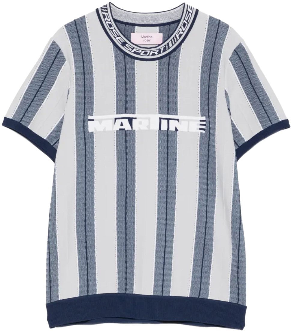 Martine Rose Logo Tight T-shirt Blue Grey Grijs