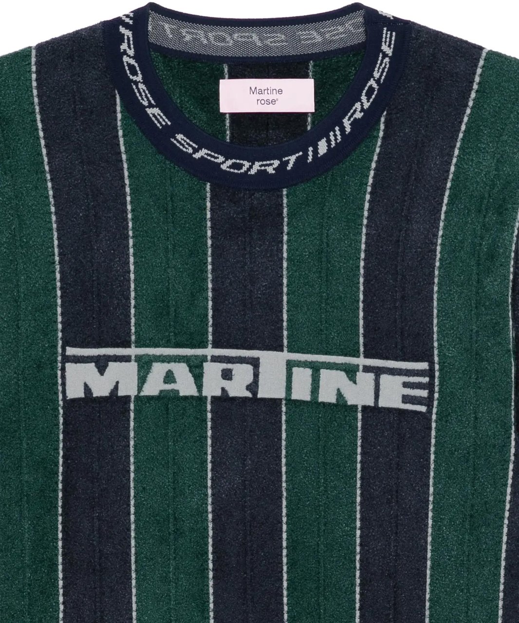 Martine Rose Sporty Logo Crew Neck Green Navy Blauw