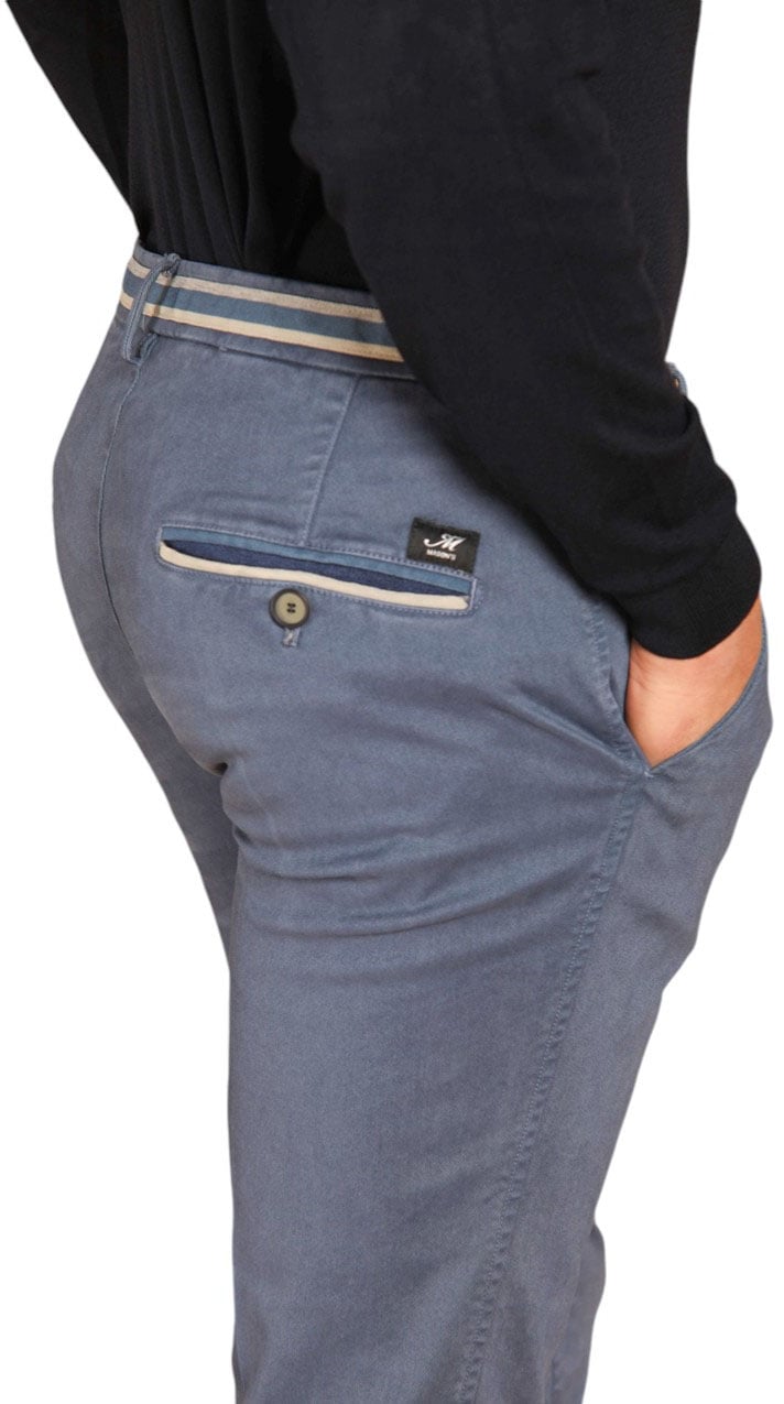 Mason's Chino coton stretch Indigo Ceinture Rayée Torino Winter Mason's Homme N3 MBE130 251 Blauw