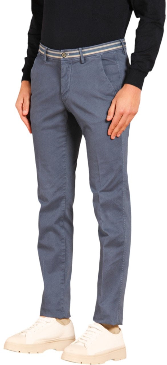 Mason's Chino coton stretch Indigo Ceinture Rayée Torino Winter Mason's Homme N3 MBE130 251 Blauw