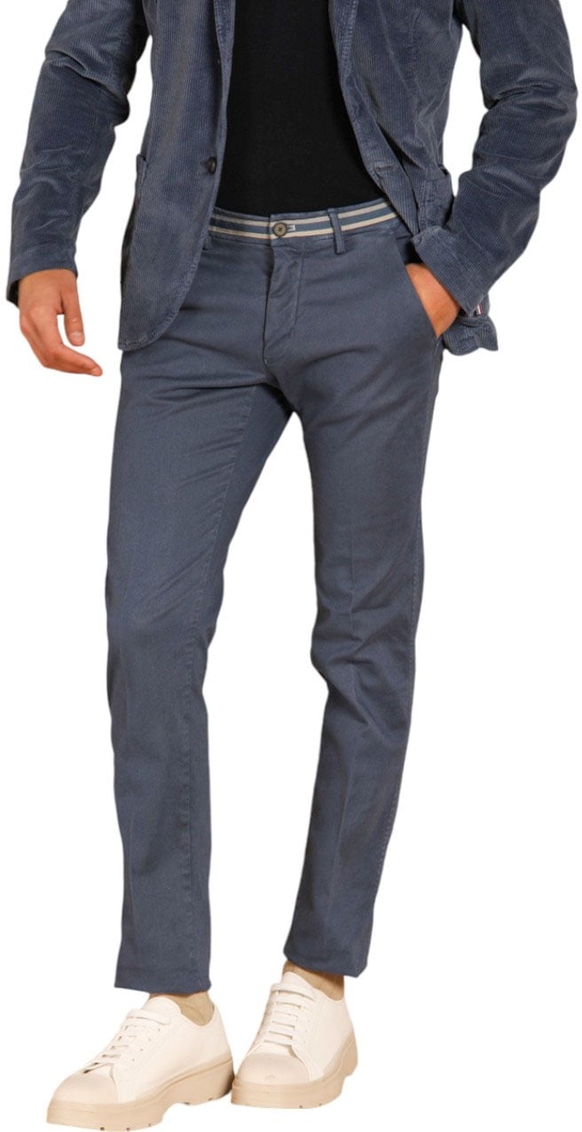 Mason's Chino coton stretch Indigo Ceinture Rayée Torino Winter Mason's Homme N3 MBE130 251 Blauw
