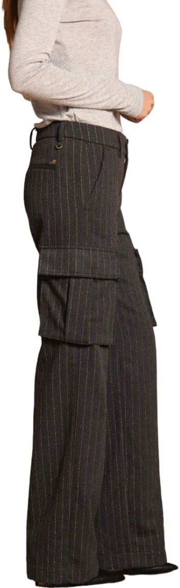 Mason's Pantalon large Gris souris Rayé Bronze poches cargo Victoria Mason's Femme NT346 006 Grijs