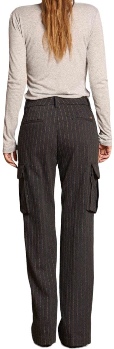 Mason's Pantalon large Gris souris Rayé Bronze poches cargo Victoria Mason's Femme NT346 006 Grijs