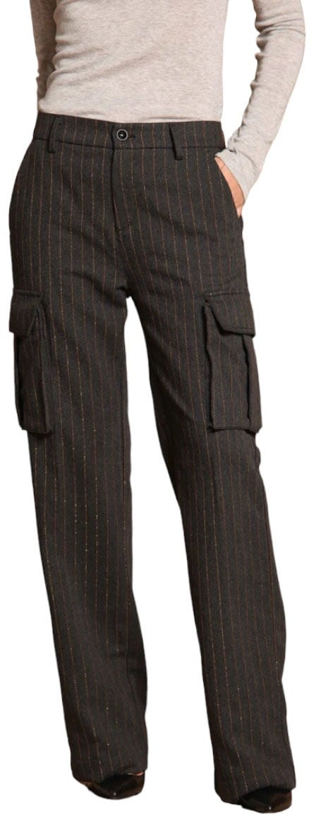 Mason's Pantalon large Gris souris Rayé Bronze poches cargo Victoria Mason's Femme NT346 006 Grijs