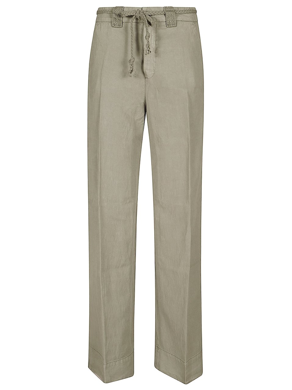 Mason's Straight Fit Twill Trousers With Woven Belt And Classic Design Grijs