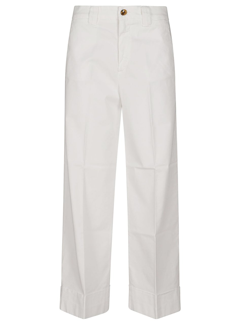 Mason's Cropped Chino Trousers With Button Closure And Cuffed Hems Wit