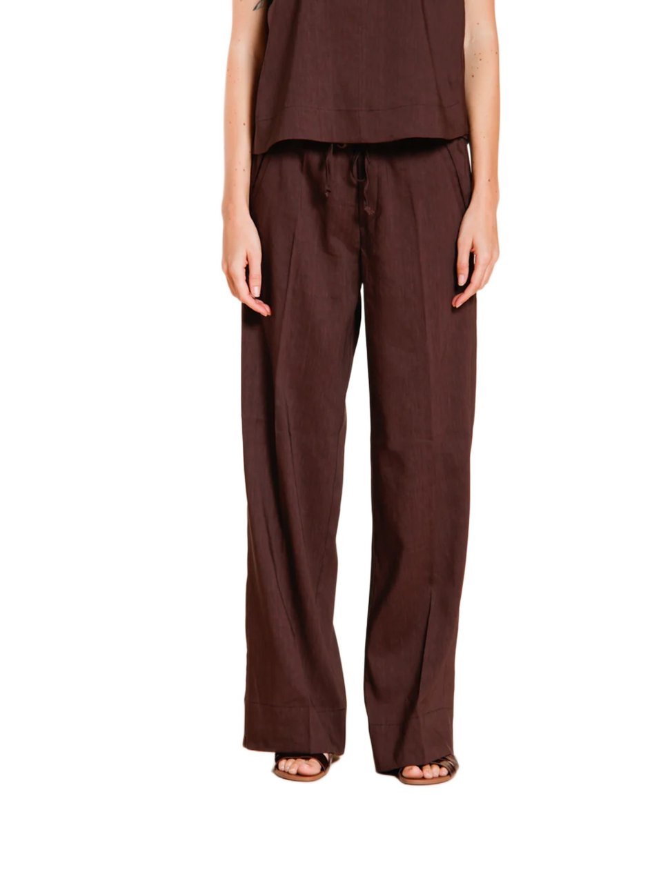 Mason's Relaxed Wide-Leg Trousers With Drawstring Waistband Zwart