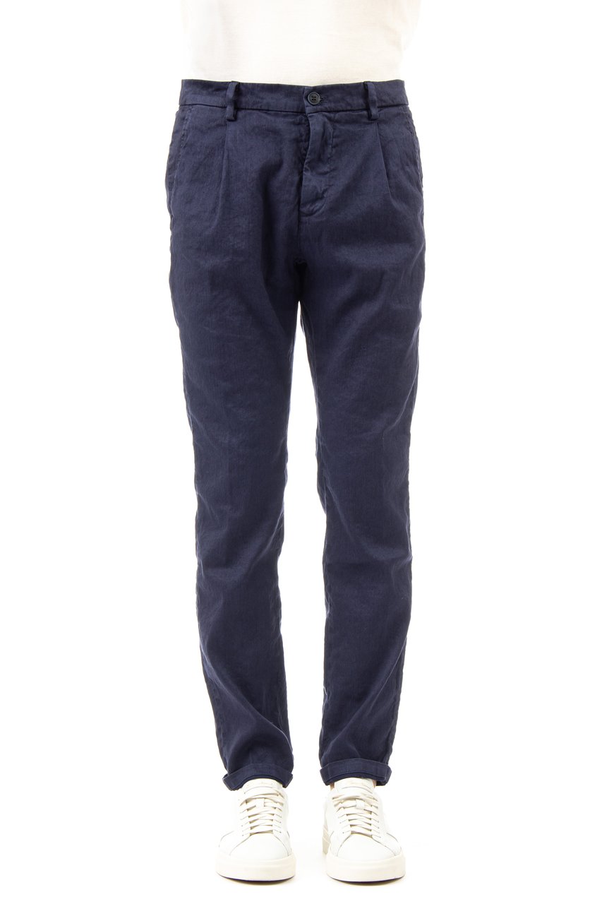 Mason's Amalfi Pleated Linen-Cotton Trousers Zwart