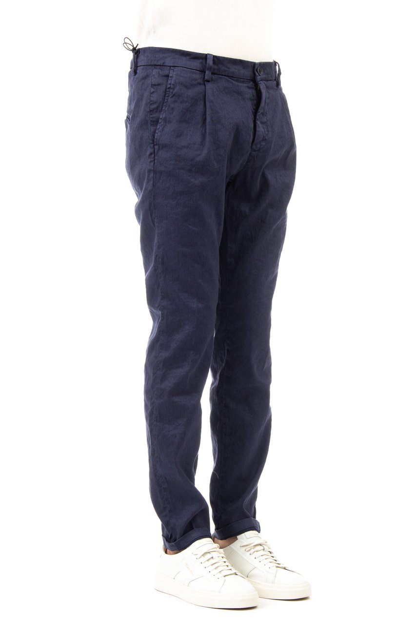 Mason's Amalfi Pleated Linen-Cotton Trousers Zwart