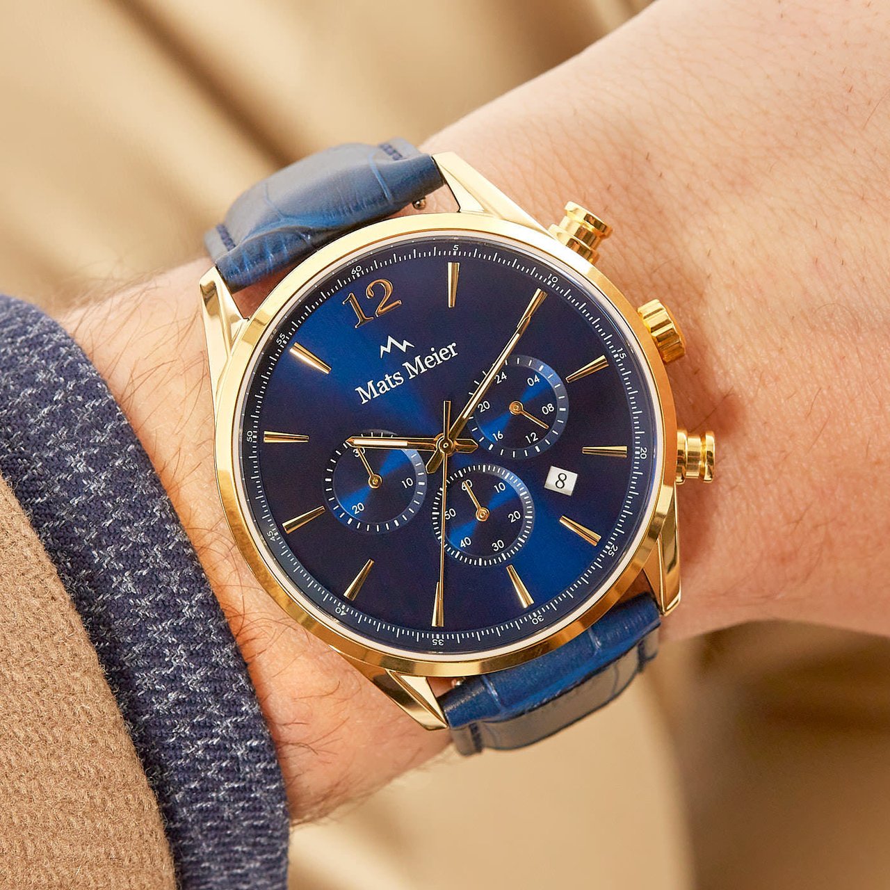Mats Meier Grand Cornier - Horloge - Marineblauw Goud