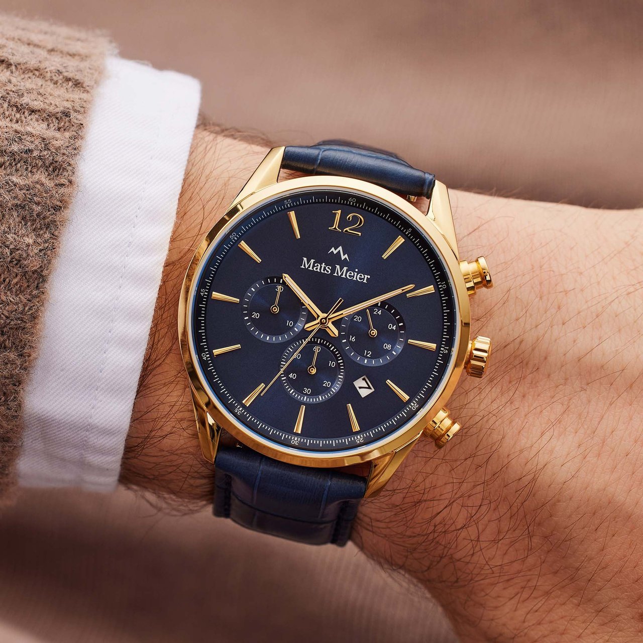 Mats Meier Grand Cornier - Horloge - Marineblauw Goud