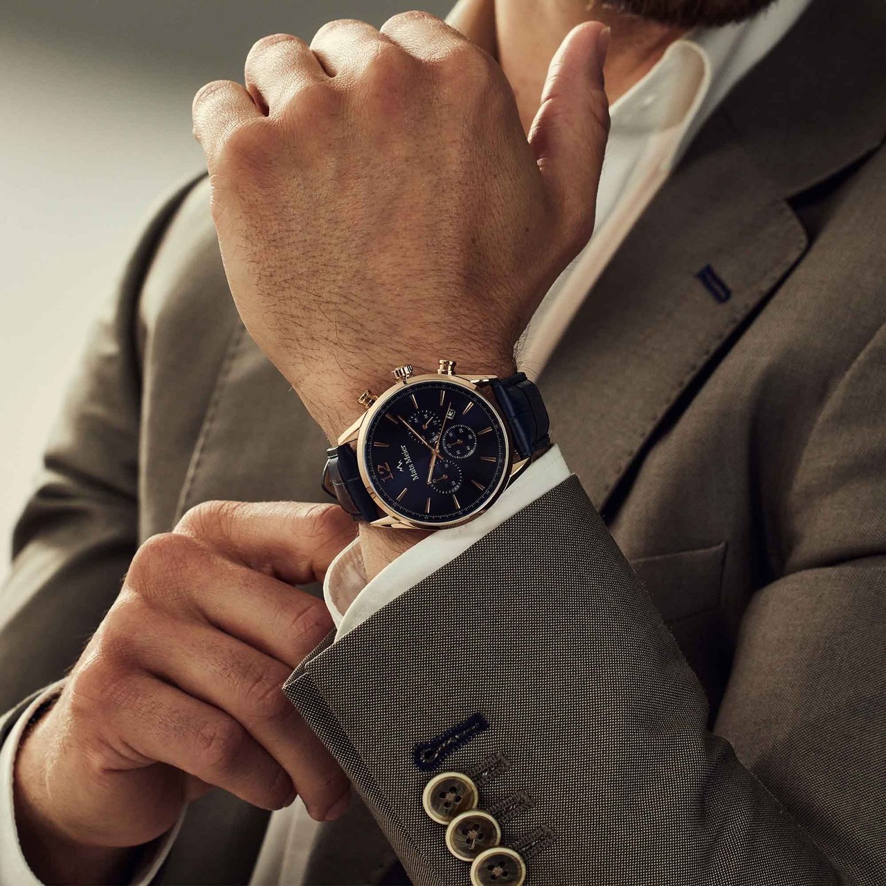 Mats Meier Grand Cornier - Horloge - Marineblauw Goud