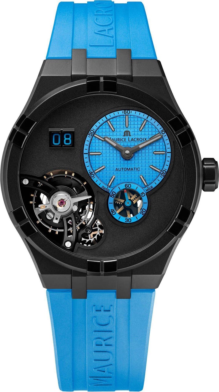 Maurice Lacroix Maurice Lacroix AI6118-DLB0J-430-H Aikon Master Grand Date Herenhorloge 45mm Blauw