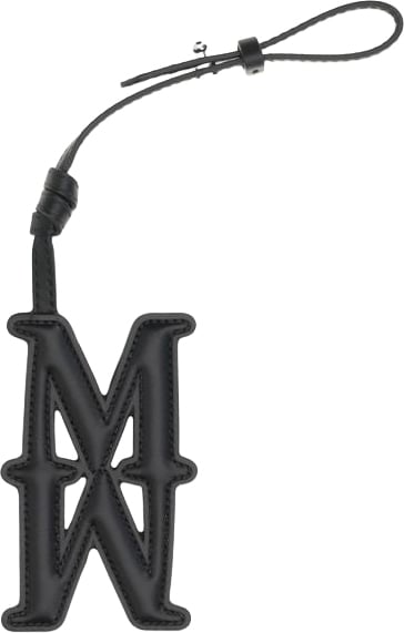 Max Mara Max Mara Black Calf Leather Bos Taurus Keychain Zwart