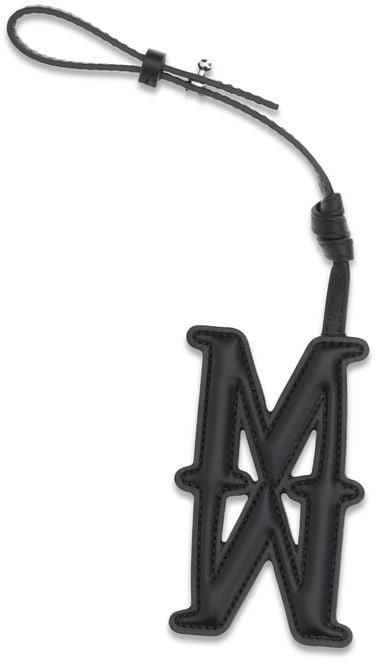 Max Mara Max Mara Black Calf Leather Bos Taurus Keychain Zwart