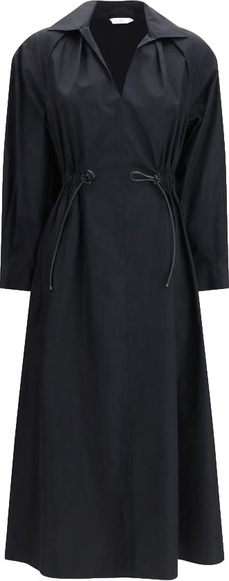 Max Mara Black Cotton Casual Dress Zwart