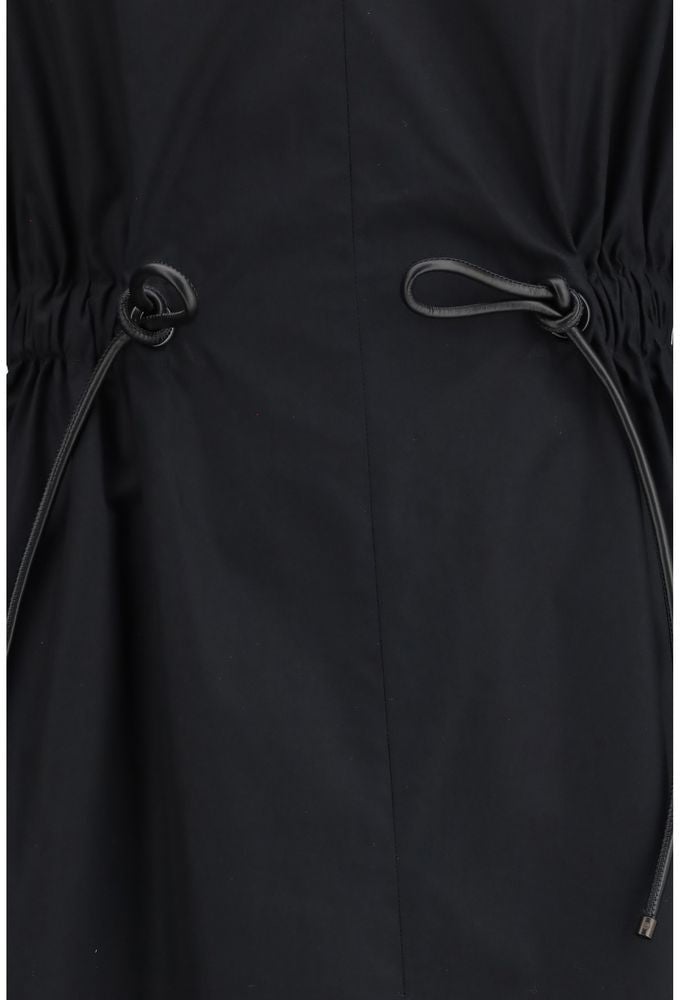 Max Mara Black Cotton Casual Dress Zwart