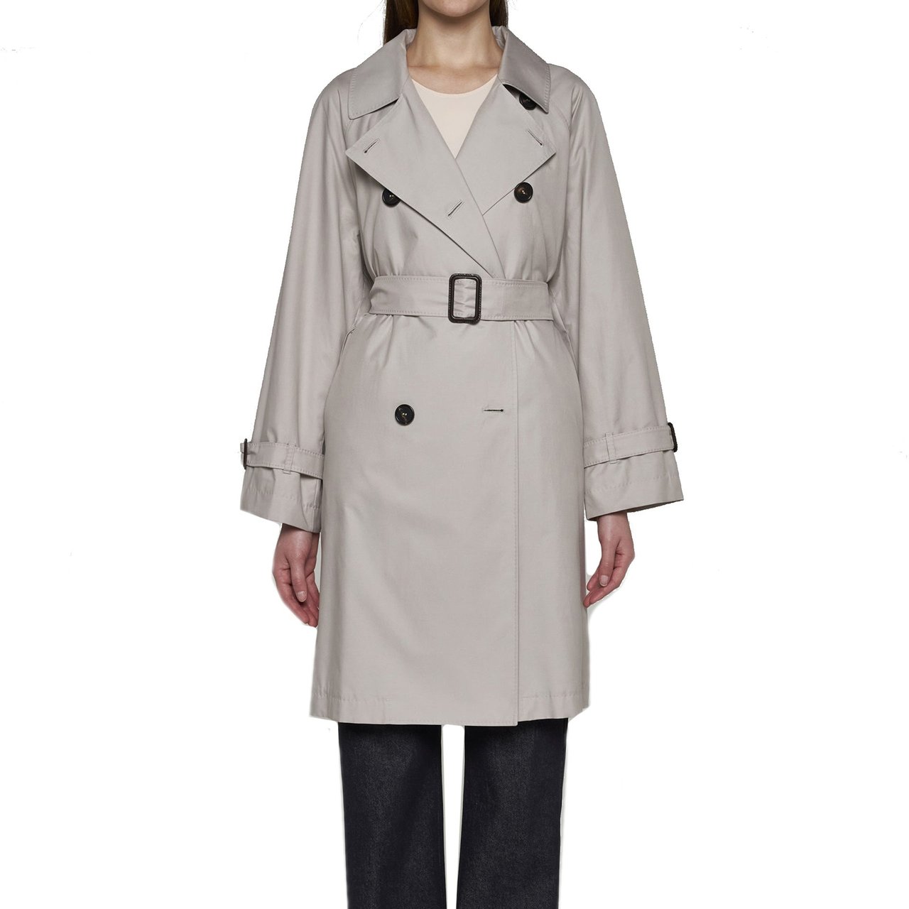 Max Mara The Cube Blend Cotton Trench Coat Beige