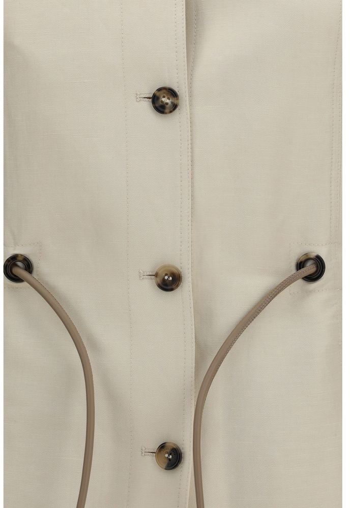 Max Mara Beige Linen Full-Length Jacket Beige