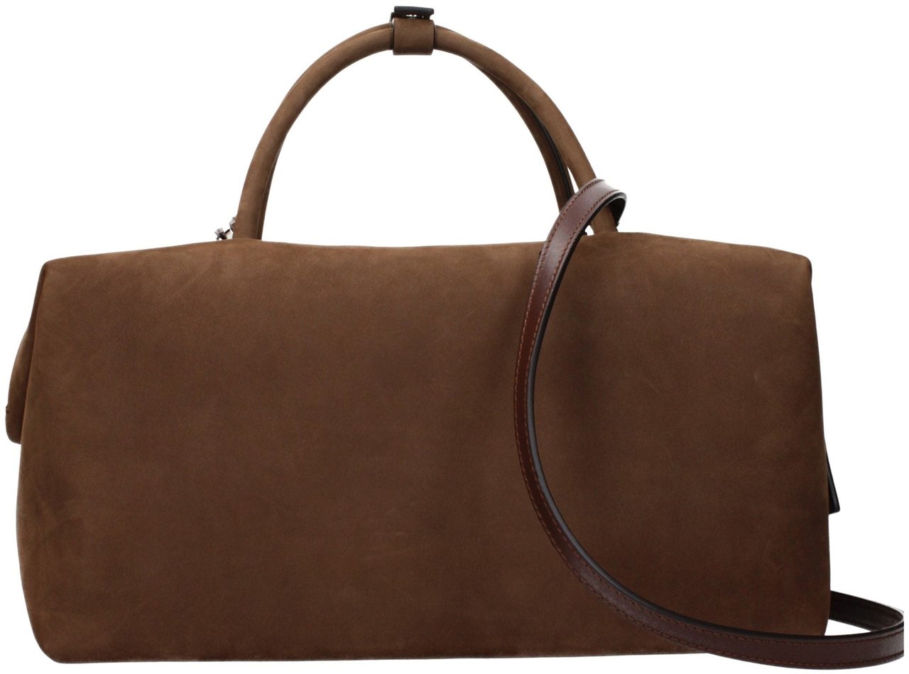 Max Mara Spacious Brown Suede Holdall with Carrying Options Grijs