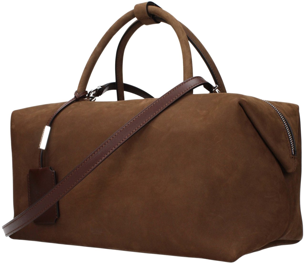 Max Mara Spacious Brown Suede Holdall with Carrying Options Grijs