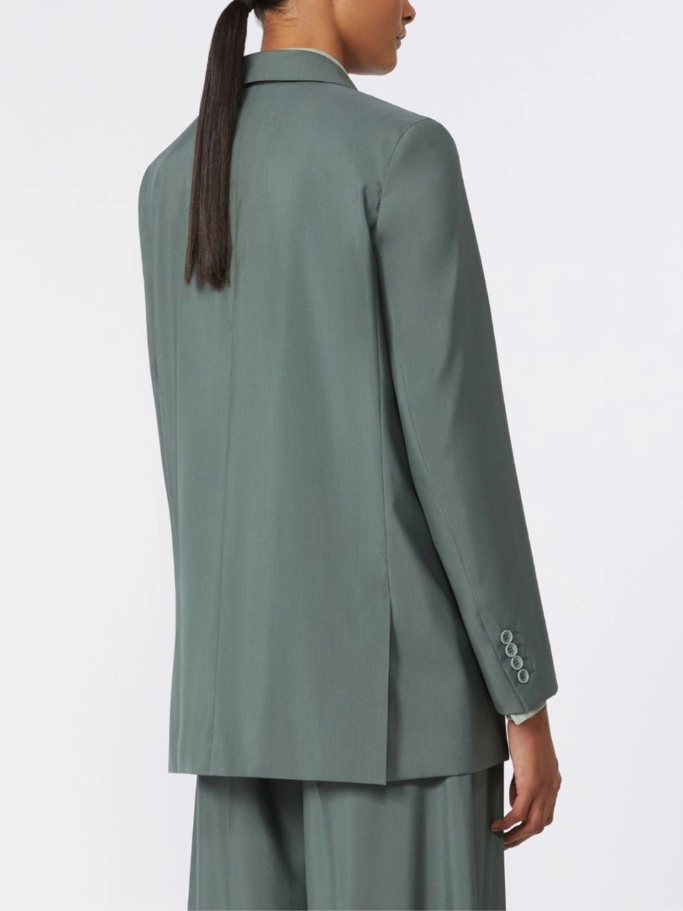 Max Mara Sage Green Pointed Lapels Linen Blazer Grijs