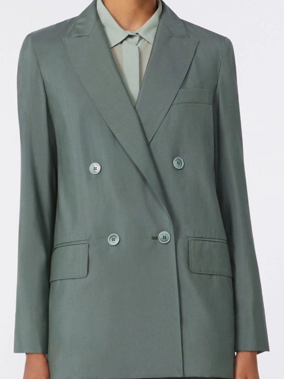 Max Mara Sage Green Pointed Lapels Linen Blazer Grijs