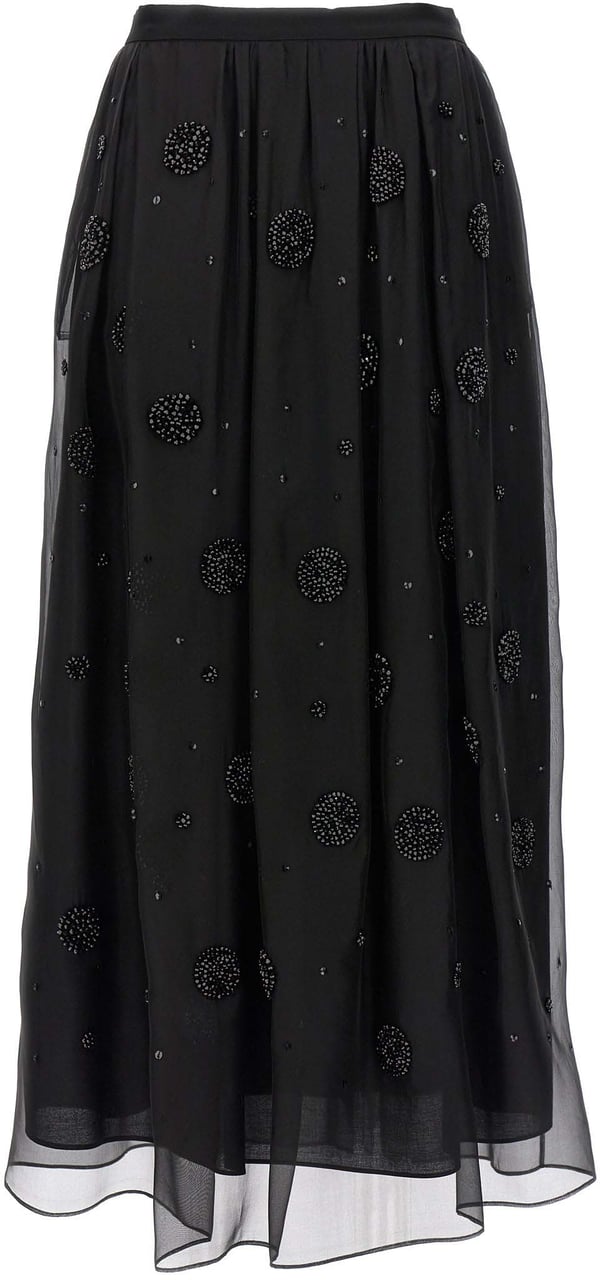 Max Mara Black Silk Midi Skirt Zwart