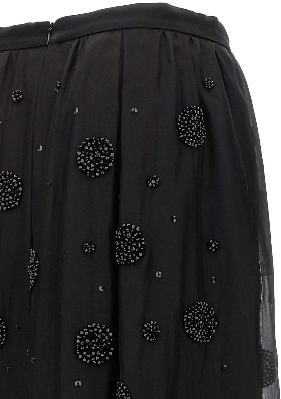 Max Mara Black Silk Midi Skirt Zwart