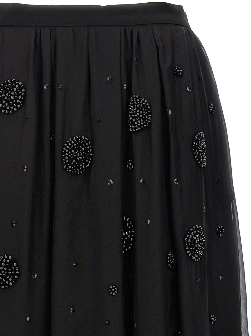 Max Mara Black Silk Midi Skirt Zwart