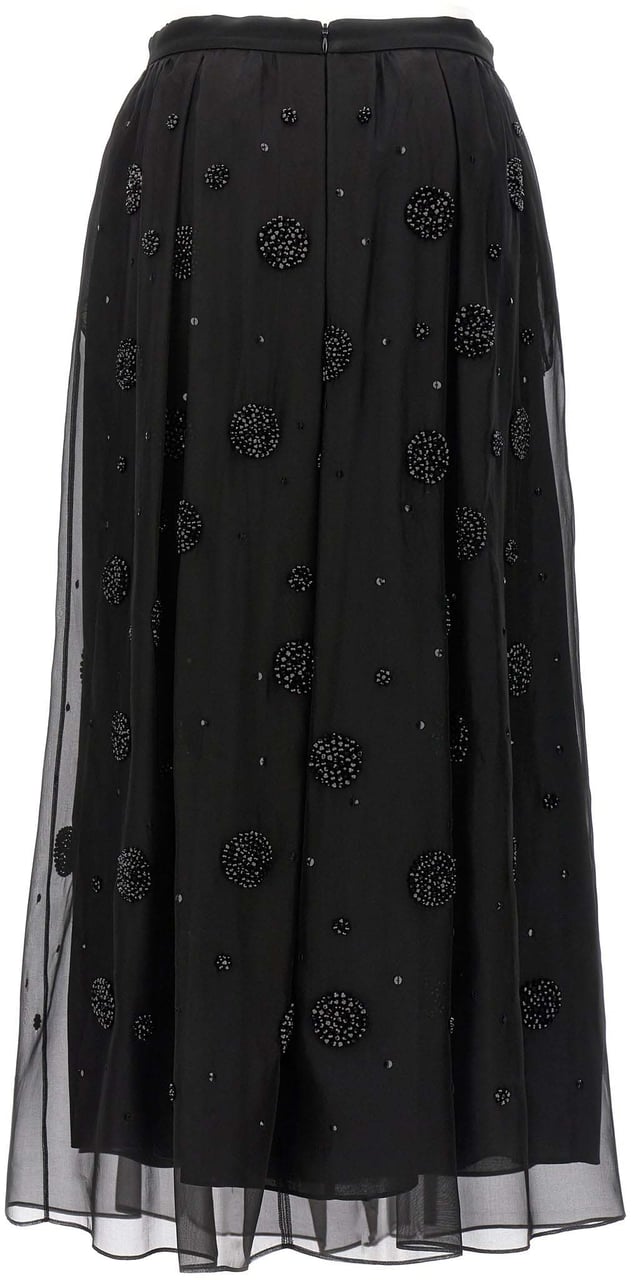 Max Mara Black Silk Midi Skirt Zwart