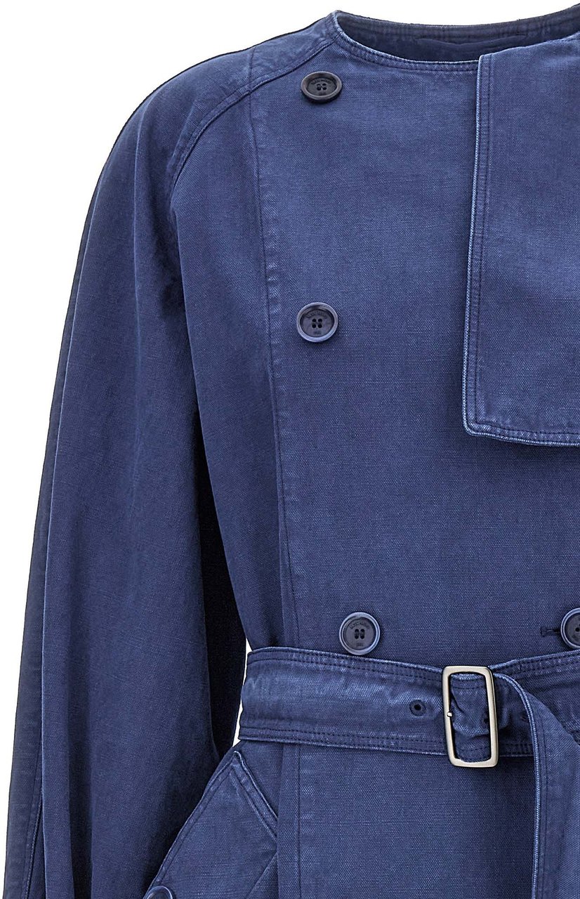 Max Mara Blue Cotton Coat Blauw