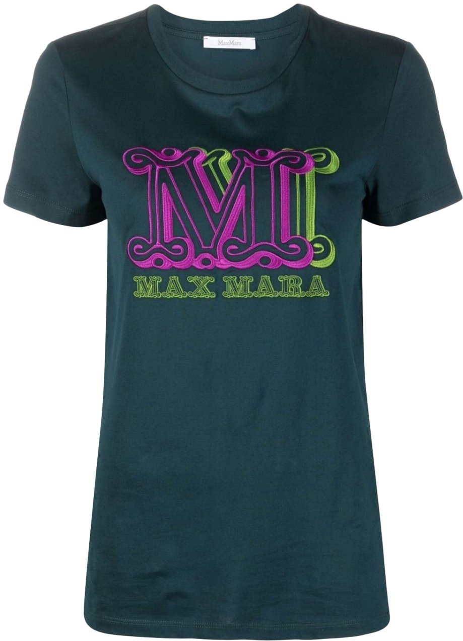 Max Mara T-shirt verde con monogramma M Groen