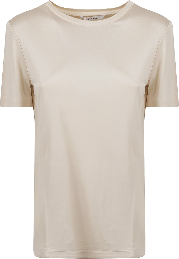 Max Mara Silk T-Shirt With Classic Crew Neckline Wit