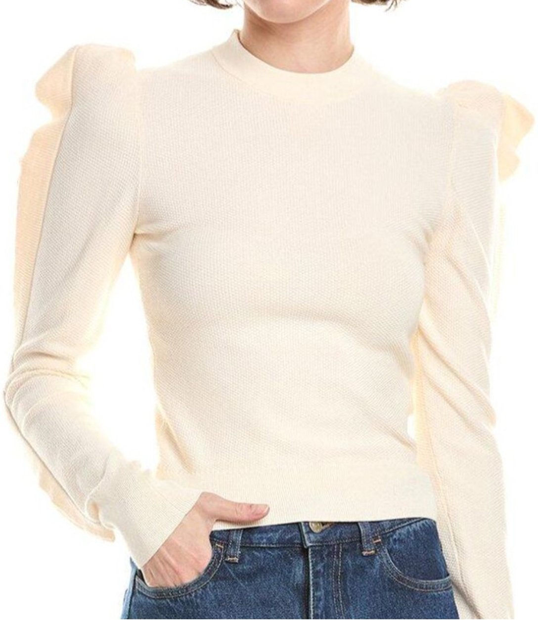 Max Mara Fitted Ribbed Top with Puffed Sleeves Wit