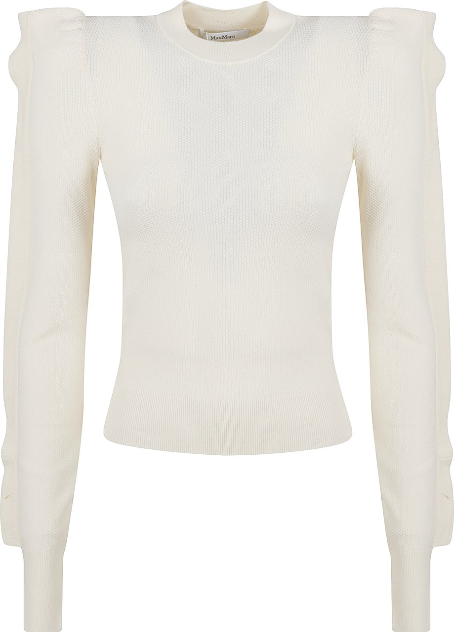 Max Mara Fitted Ribbed Top with Puffed Sleeves Wit
