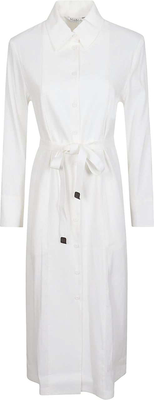Max Mara Shirt Dress in Stretch Linen Blend with Waist Tie Wit