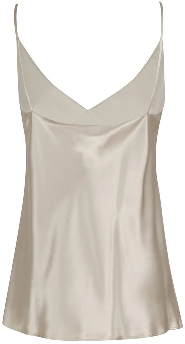 Max Mara White Silk Top with Delicate V-Neckline Wit