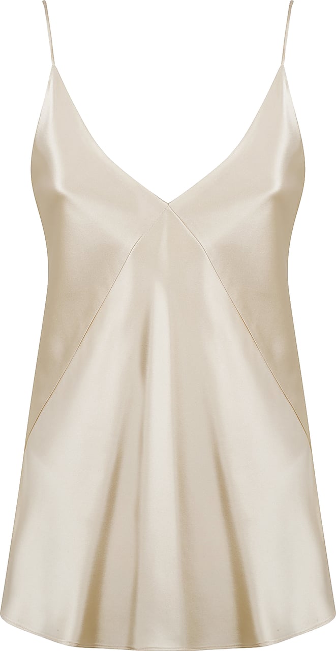 Max Mara White Silk Top with Delicate V-Neckline Wit