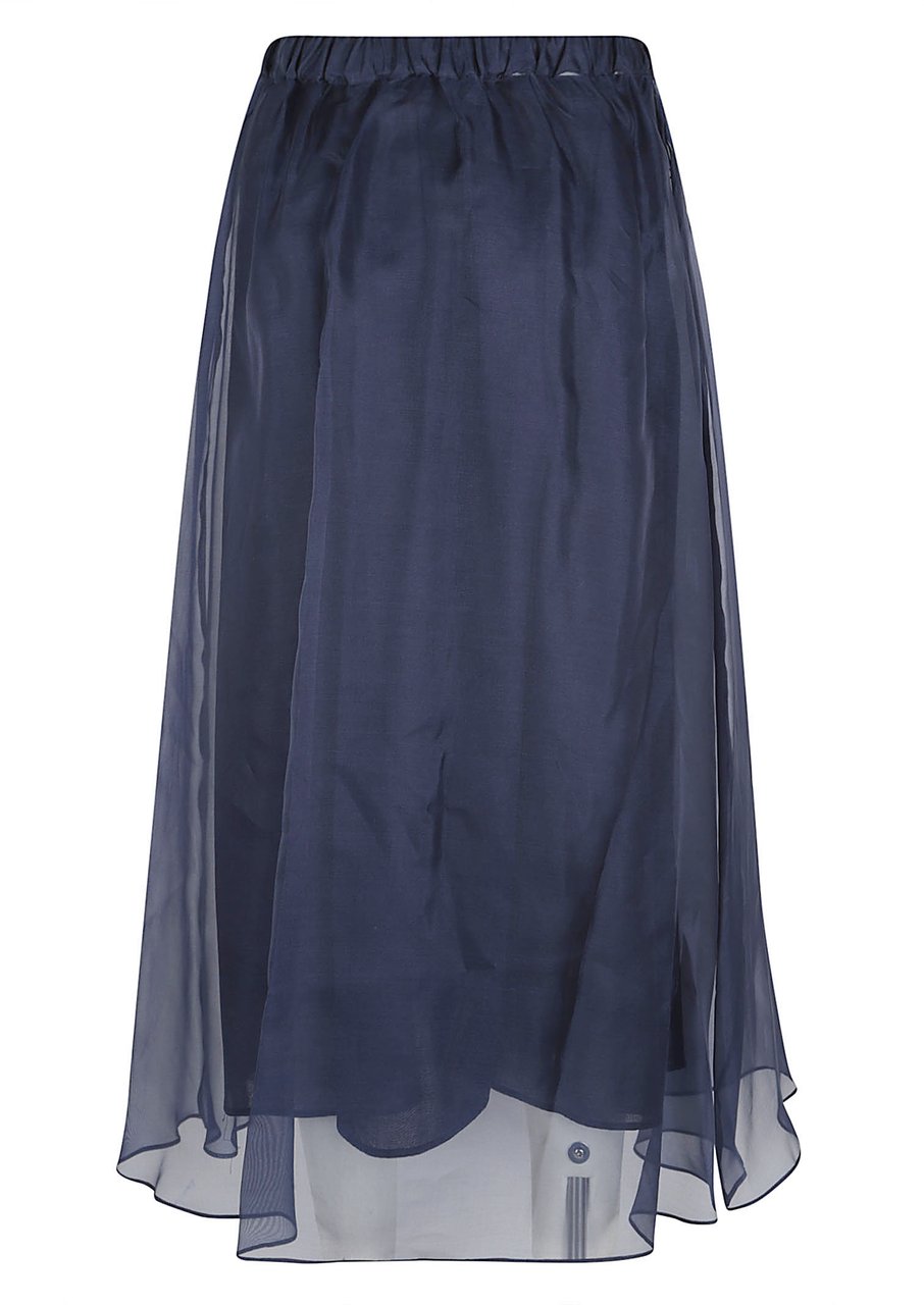 Max Mara Flared Midi Skirt with Pleated Detailing in Silk Zwart