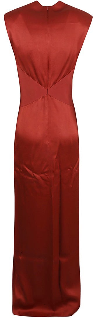 Max Mara Red Dress With Deep V-Neckline Rood