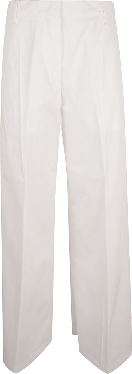 Max Mara Wide-Leg White Trousers with Design Wit